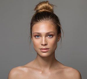 woman in hair bun